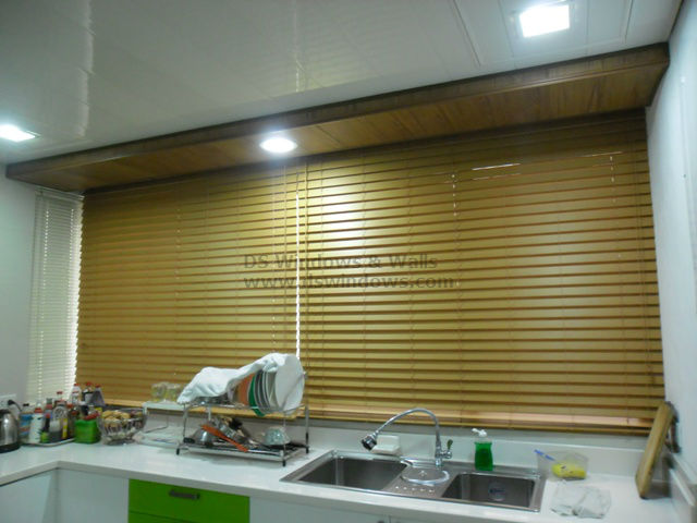 Water Resistant Dura Wood Blinds for Kitchen