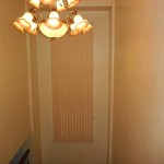 Peach Color PVC Vertical Blinds at Stair Window