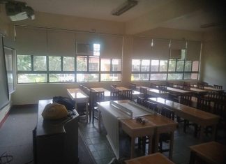 Blackout roller blinds classroom