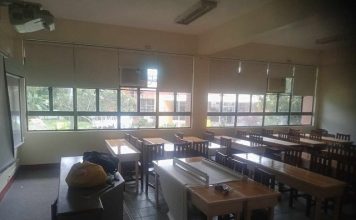 Blackout roller blinds classroom