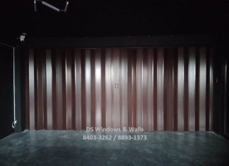 Dark colored folding door