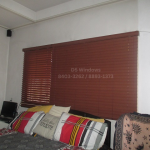 brown wood blinds