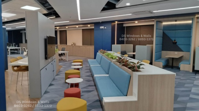 black roll up blinds office
